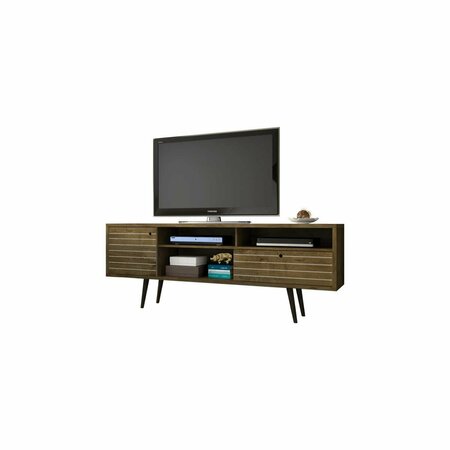 DESIGNED TO FURNISH Liberty 70.86 in. Mid Century-Modern TV Stand, 4 Shelving Spaces, 1 Drawer in Rustic Brown DE887262
